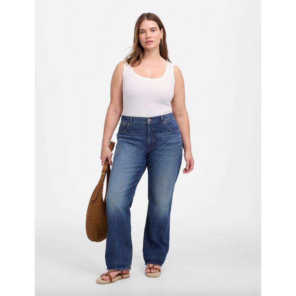 Madewell The Plus Curvy Longline Straight Jean Greendale Wash Blue 22W NWT - Picture 1 of 13